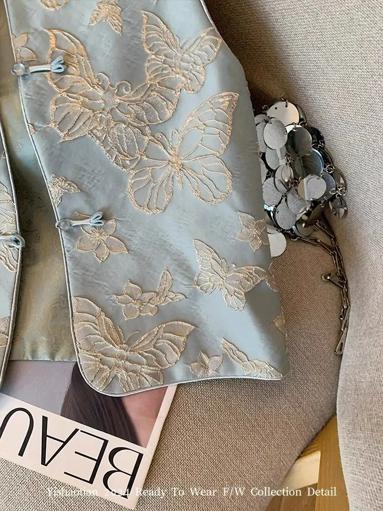 Floral Embroidered Vest Women Retro Chinese Vintage Ethinic Style Sleeveless Tops Oversized