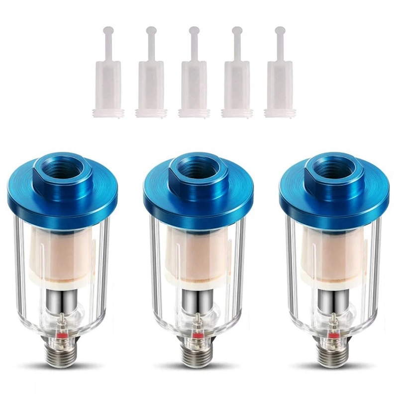 3Pack Water Olie Afscheider Voor Lucht Lijn Met 5 Stuks Spray Filters, 1/4Inch Npt Inlaat En Uitlaat, Lucht Lijn Compresso