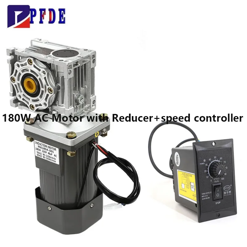 

Powerful Electric AC Motors 110V 220V 180W 13RPM to 270RPM Worm Geared Motor with AC Speed Controller Kits Output Shaft Dia 18mm