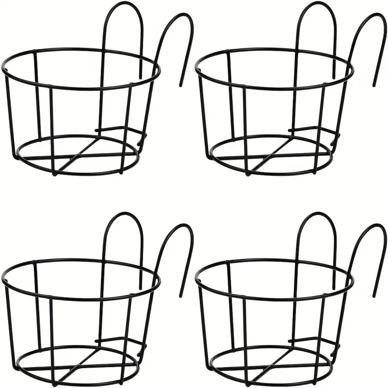 

4pcs Stylish Round Metal Hanging Planters - Perfect for Balcony, Garden & Indoor Decor!