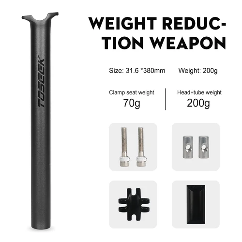 Imagen 2 del producto TOSEEK ZF-One tija de sillín de carbono 27,2/31,6mm negro mate MTB/tija de sillín de bicicleta de carretera tubo de sillín piezas de bicicleta tija de sillín ultraligera