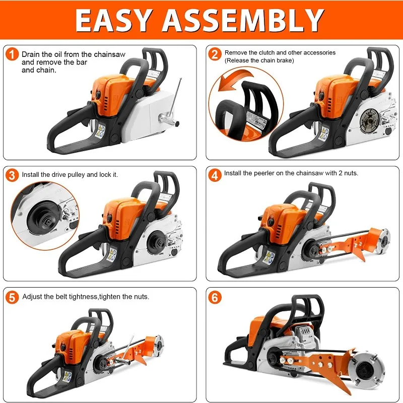 Bark Peeling & Carving Tool Belt Driven, Chainsaw Attachment Durable Balanced Portable Grooving Machine Wood Planer Cutter