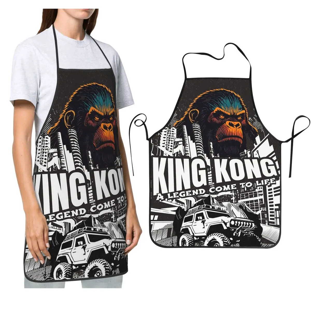 King Kong - A Legend Aprons Chef Cooking Cuisine Tablier Sleeveless Bib Kitchen Cleaning Pinafore for Women Men Gardening