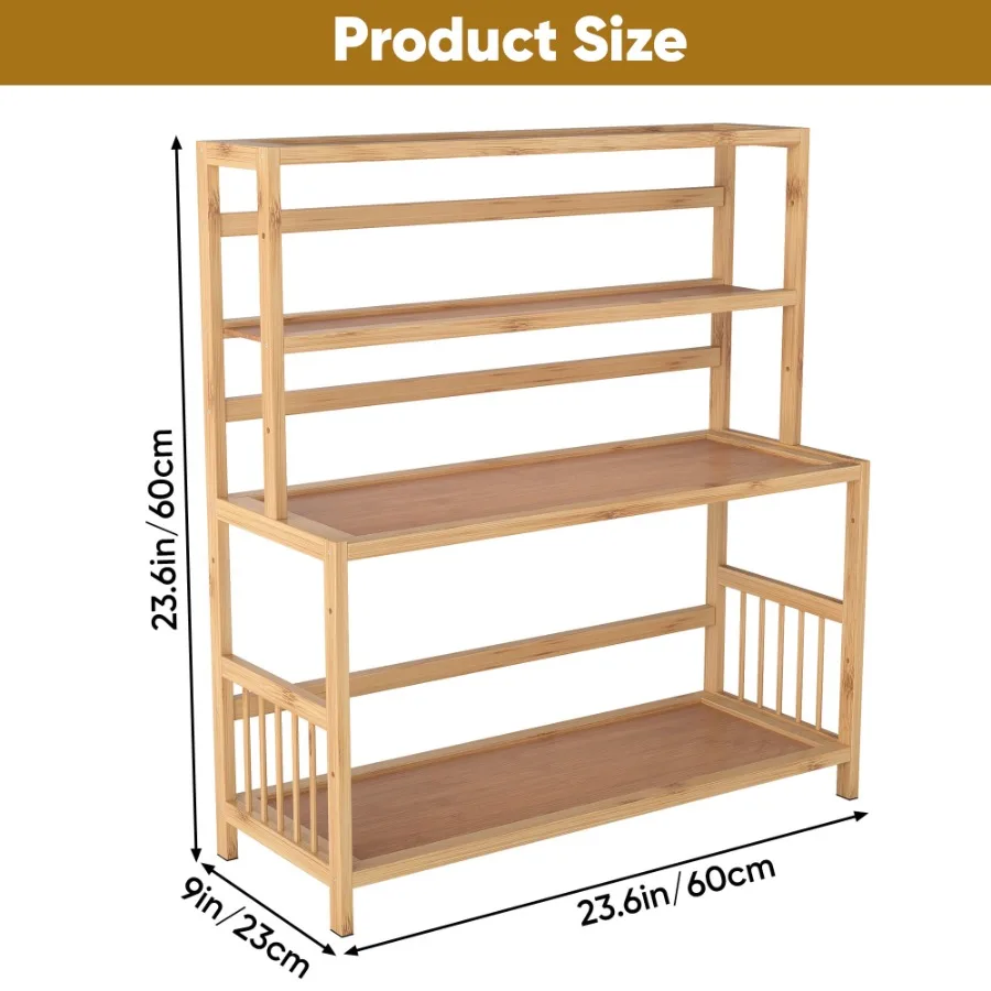 Rak Meja 4 Tingkat dari Bambu, Rak Buku Meja, Rak Meja untuk Atas Meja, Rak Meja untuk Rumah atau Kantor