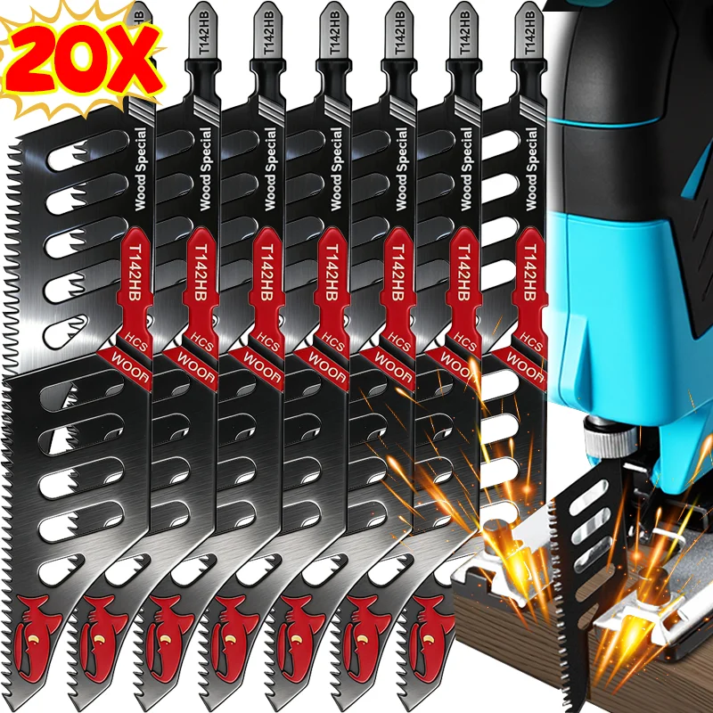 

20-1 шт., высокоскоростное полотно для лобзика с крупными зубьями, быстрая резка, класс холодной углеродистой стали, гладкая твердая древесина, алюминиевая фанера, полотна для лобзика