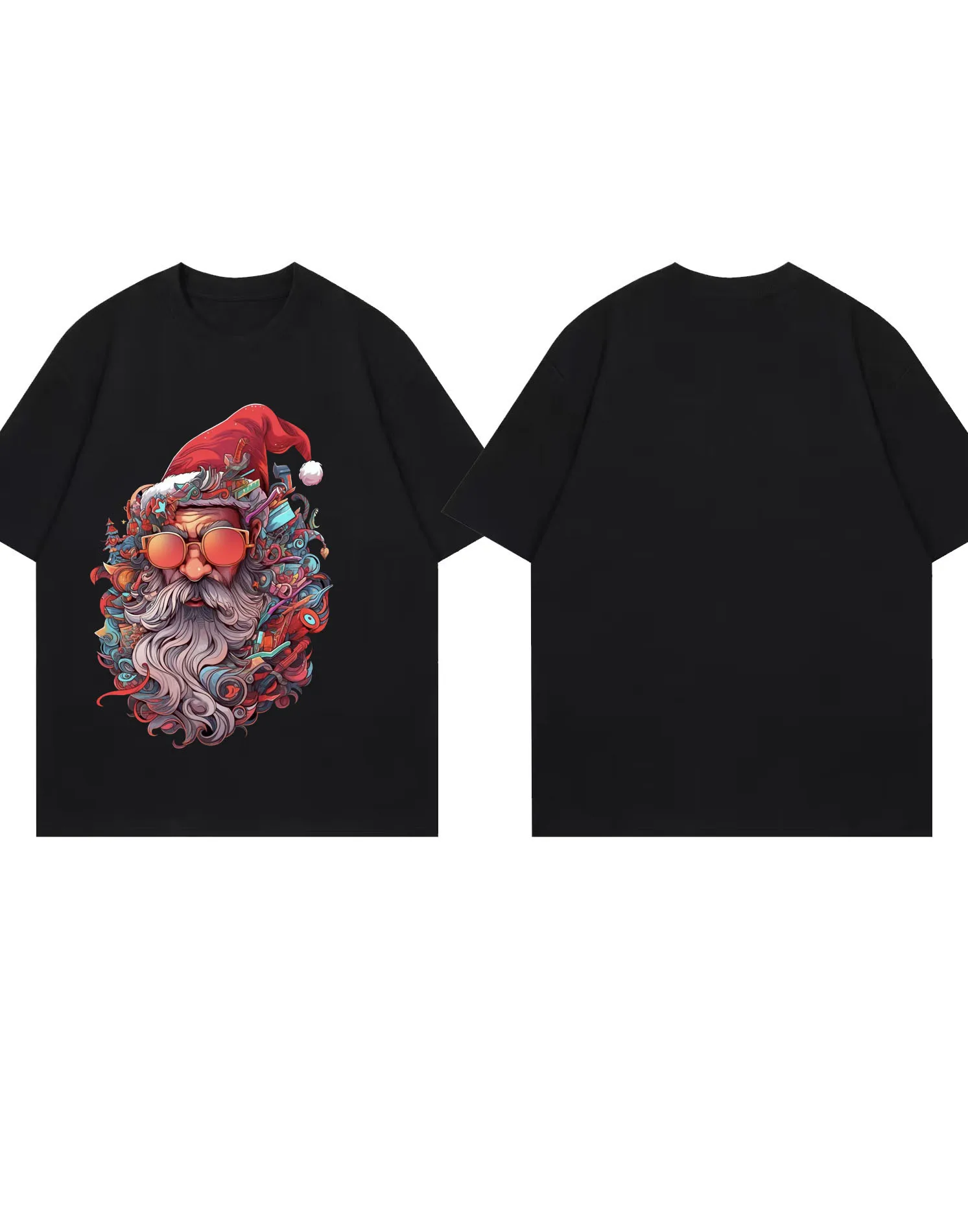 2025 Moda estiva 100% cotone Tech Santa T-shirt Moda uomo e donna Casual Street Wear T-shirt stampata