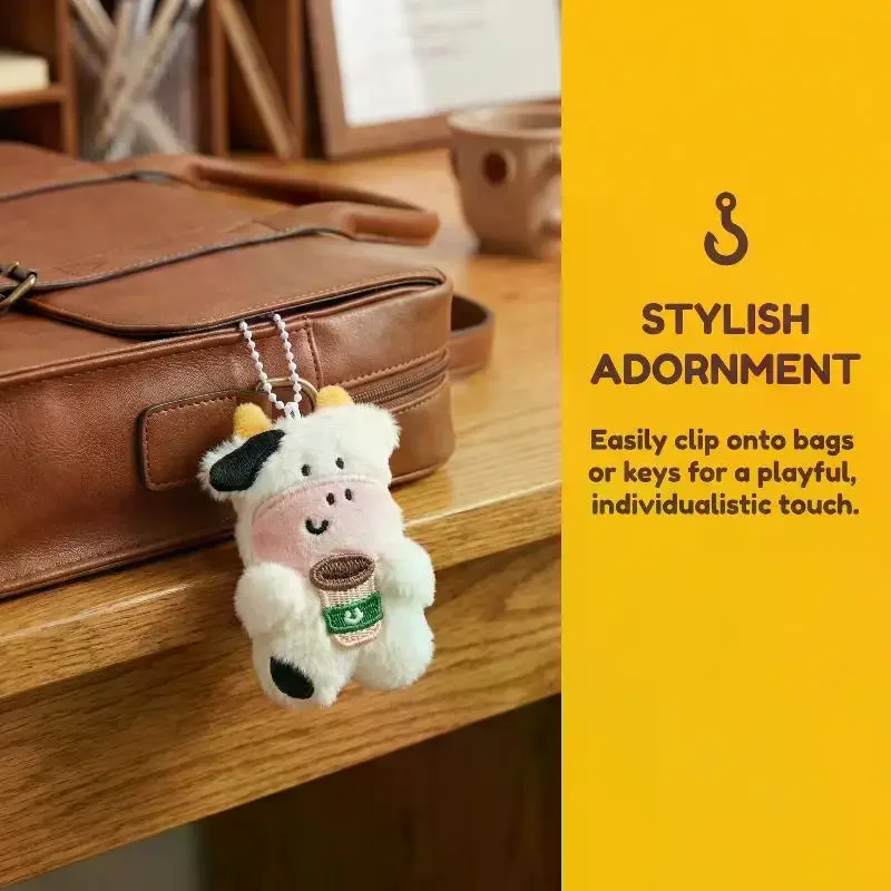 Creative Cartoon Bull And Horse Worker Plush Keychain Fun Animal Doll Stuffed Toy Decor Backpack Decoration Pendant Gift - view 2