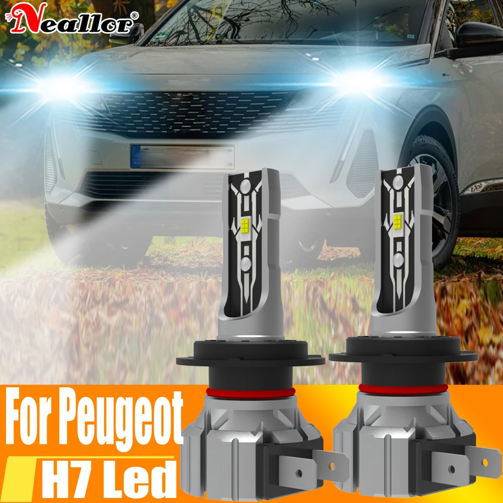 2pcs H7 Led Light Headlight Canbus Car Bulb High Power 6000K White Moto Diode Lamp 12v 55w For Peugeot 3008 2008 308 2009~ 2023