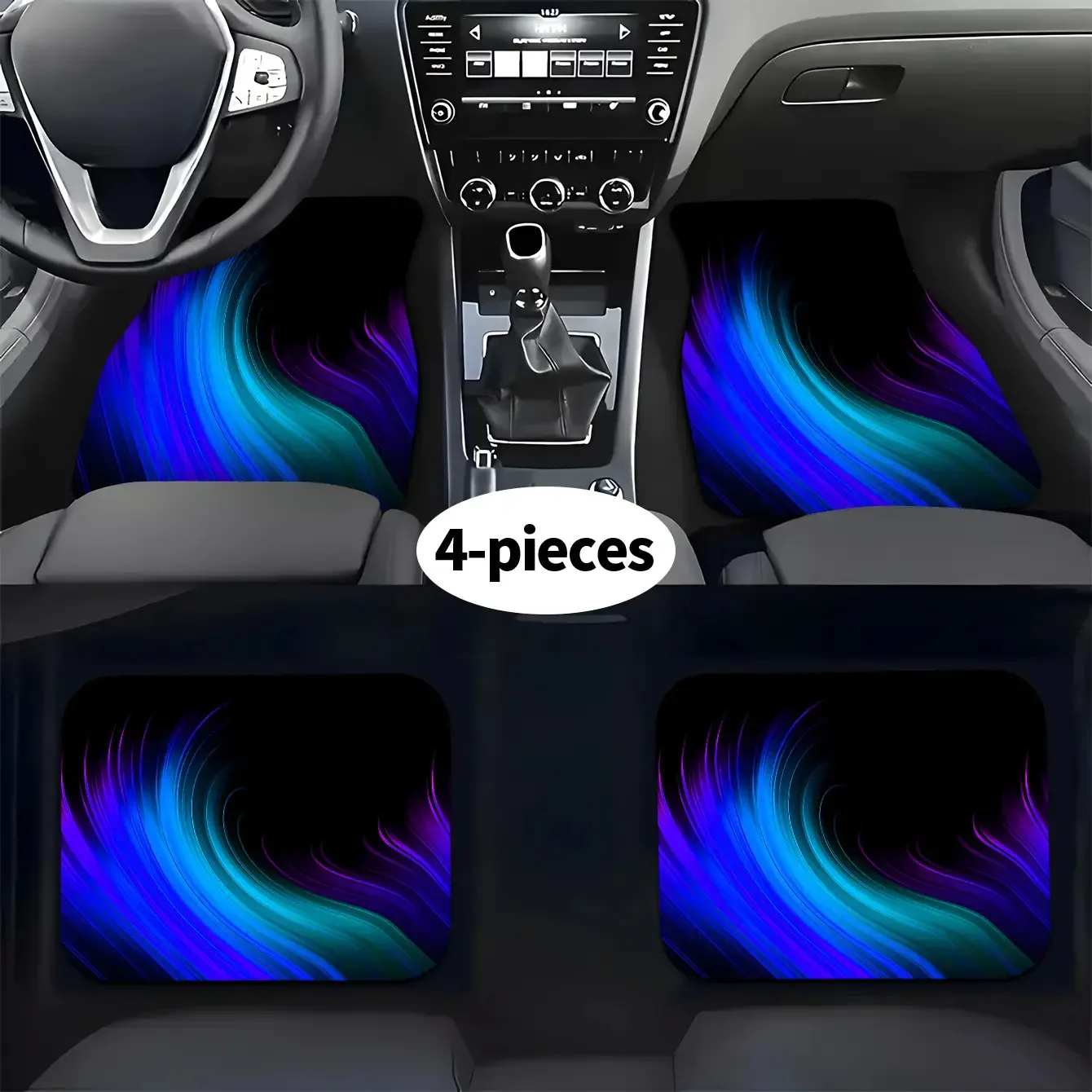4pcs Set Fit Car Floor Mats With Color-Coded Line Strip Design (Front/Rear) - Heavy-Duty All-Weather Non-Slip Vehicle Interior,