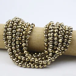 2/3/4/6/8/10mm Round Faceted Yellow Copper Color Hematite Stone Loose Beads For Jewelry Making DIY Bracelet Earrings Accessories