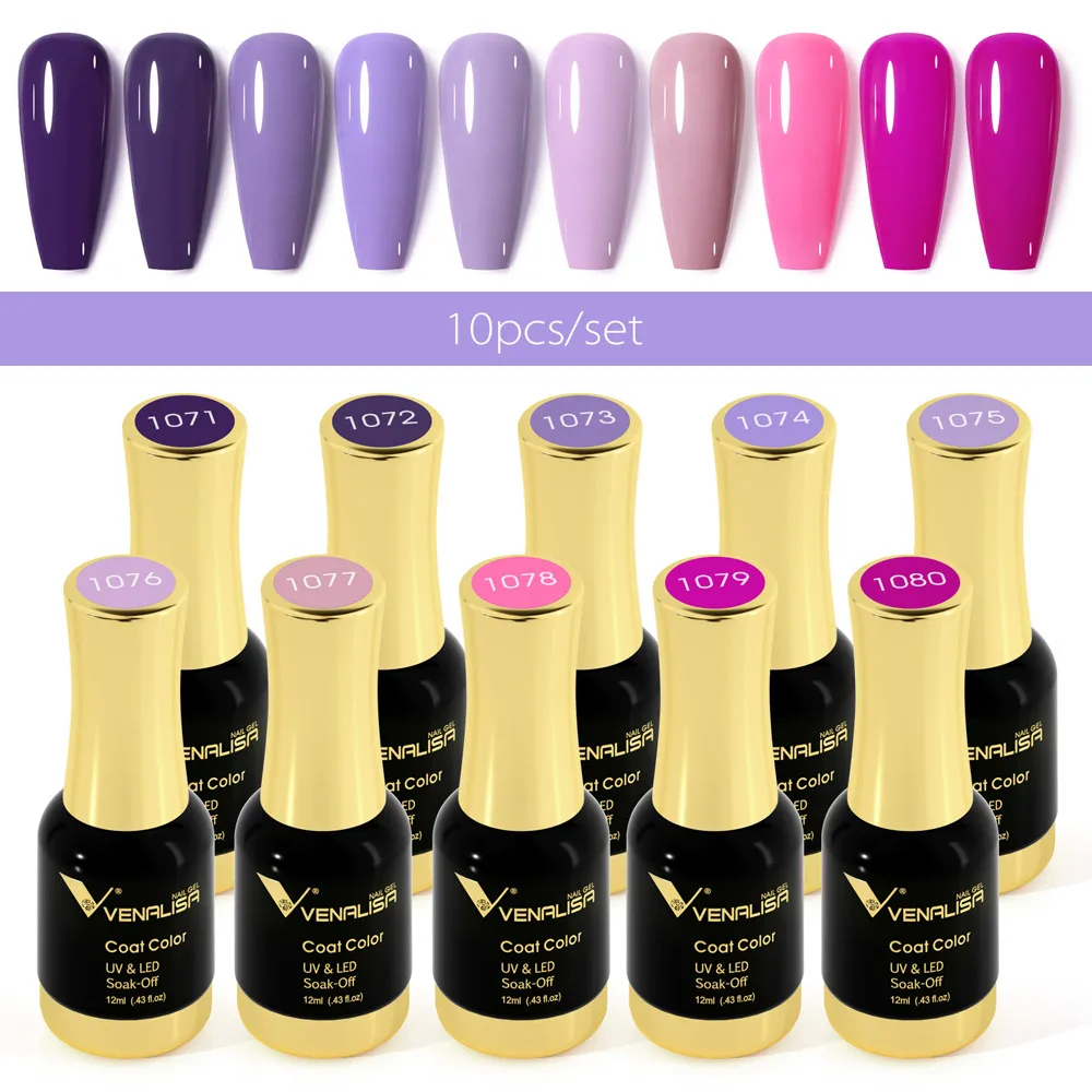 VENALISA 12 مللي جيل للأظافر مجموعة طلاء رائع بريق اللون سقوط الأظافر السنة الجديدة هدية هلام عدة نقع قبالة الأشعة فوق البنفسجية LED مسمار ورنيش مجموعة