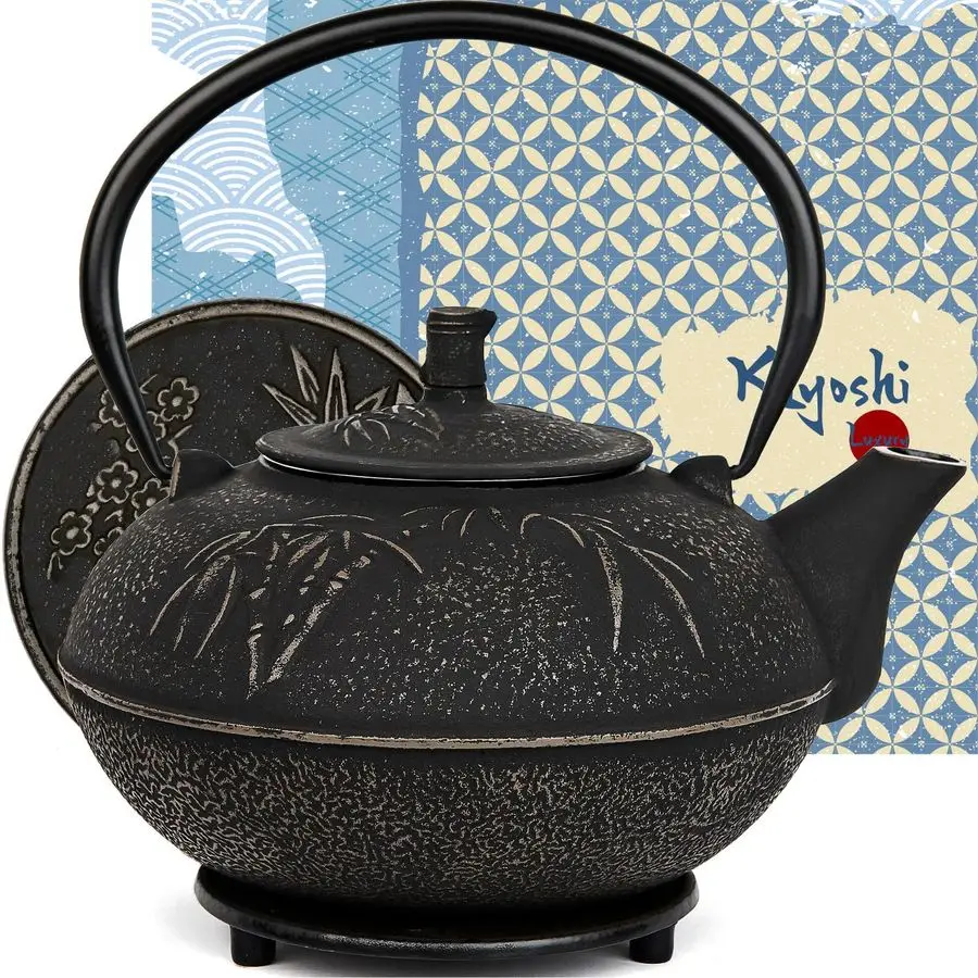 

Japanese Cast Iron Teapot with Infuser amp Matching Trivet Large 85 Oz 2500ml Tetsubin Loose Leaf Tea Pot with Enamel Interior H