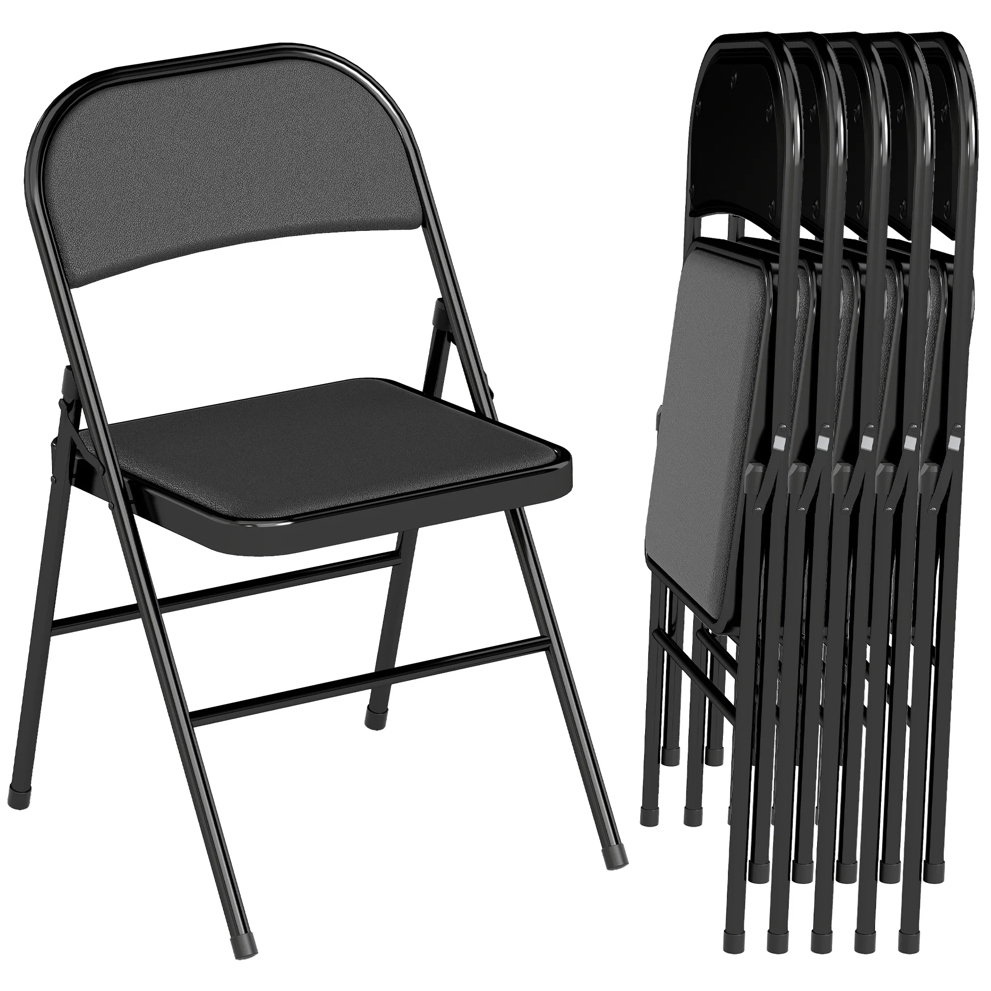 HOMCOM Set di 6 sedie pieghevoli, sedie da pranzo portatili, struttura in acciaio, 45 x 46 x 78 cm, colore nero