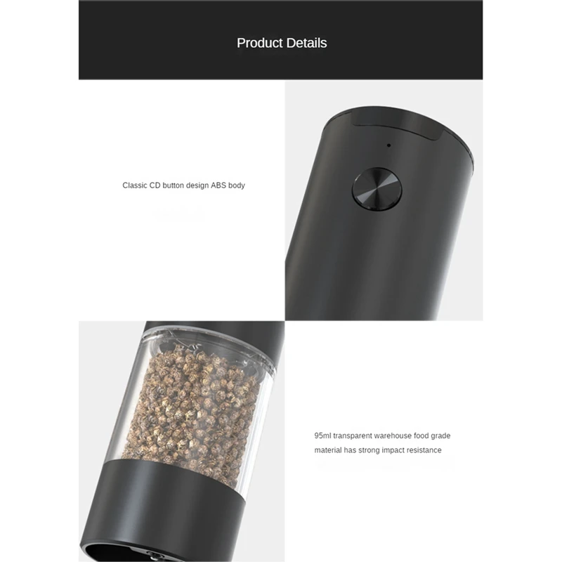 Electric Salt And Pepper Grinder One Hand Automatic Operation Adjustable Coarseness Battery Powered Automatic Grinding