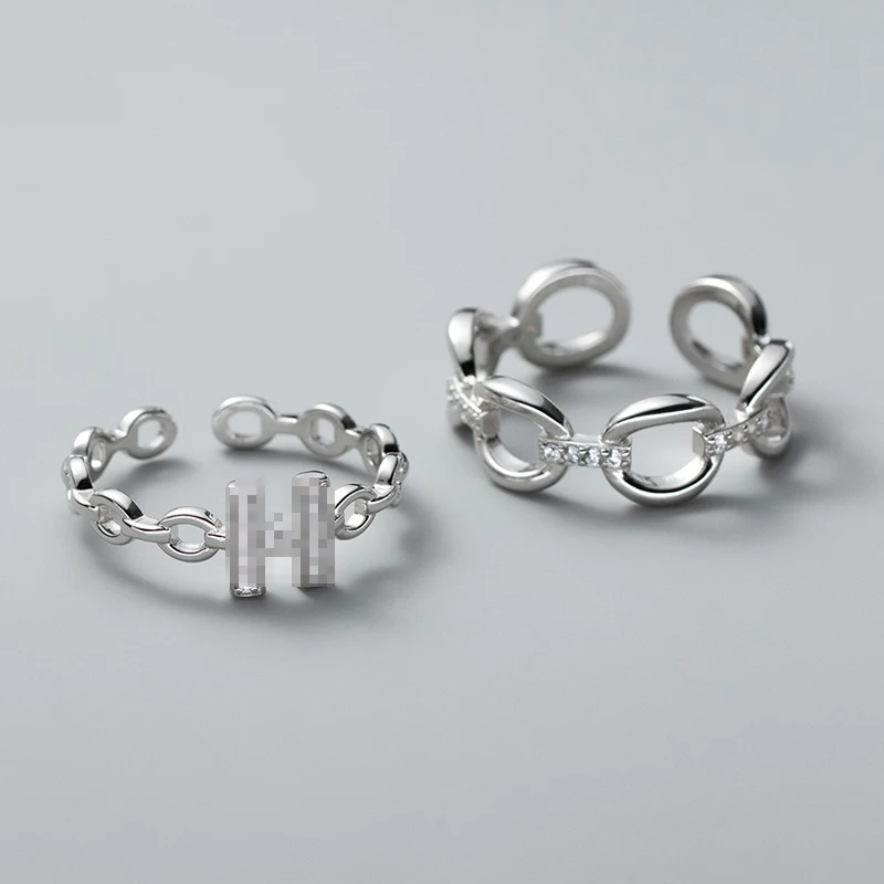 ENSHIR Geometry Chain Open Ring For Women Men Personality Simple Versatile Fashion Jewelry Gifts Wholesale