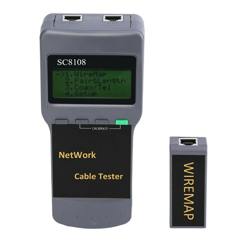 Professional SC8108 Portable LCD Display Digital Wireless PC Data CAT5 RJ45 LAN Phone Network Cable Tester Meter Length Tester