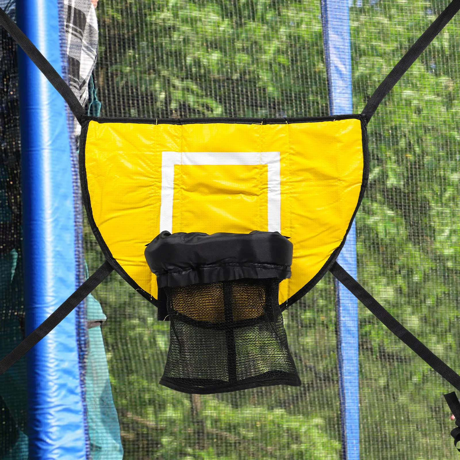 Basketballtor für Trampolin, einfache Installation, tragbar, für den Innen- und Außenbereich, Trampolin-Spiele und Zubehör, Basketballnetz