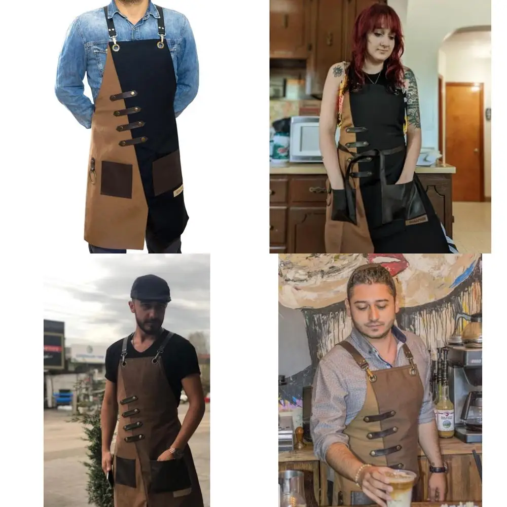 

Waterproof Canvas Unisex Apron with Extra Pockets for Chefs, Baristas, Gardening, BBQ Grilling, and Crossback Design