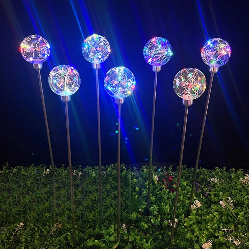 LEDCopper Wire Lamp Transparent Ball Outdoor Decoration Square Decoration10CMCopper Wire Aluminum Parts Lawn Landscape Lamp Grou