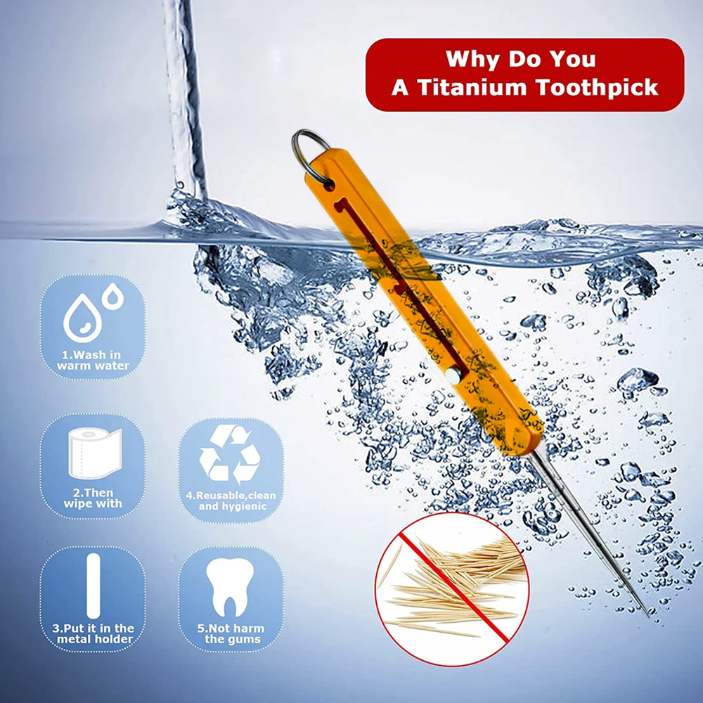 Portable Titanium Toothpicks Three Gear Adjustment Reusable Toothpicks Metal Teeth Picks Versatile Fruit Picker