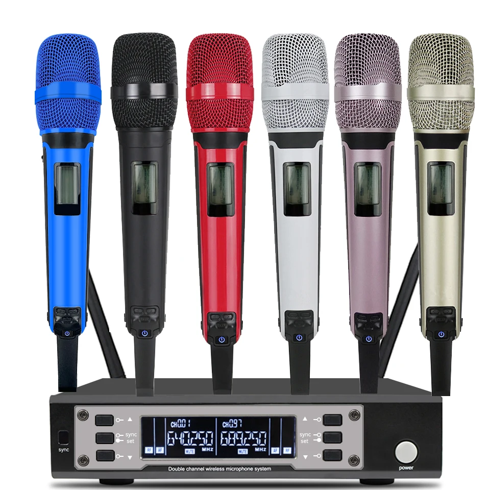 Alta Qualidade Duplo Handheld Microfone, Receptor Único, Múltiplas Cores, Performance de Palco, Profissional, EW135G4