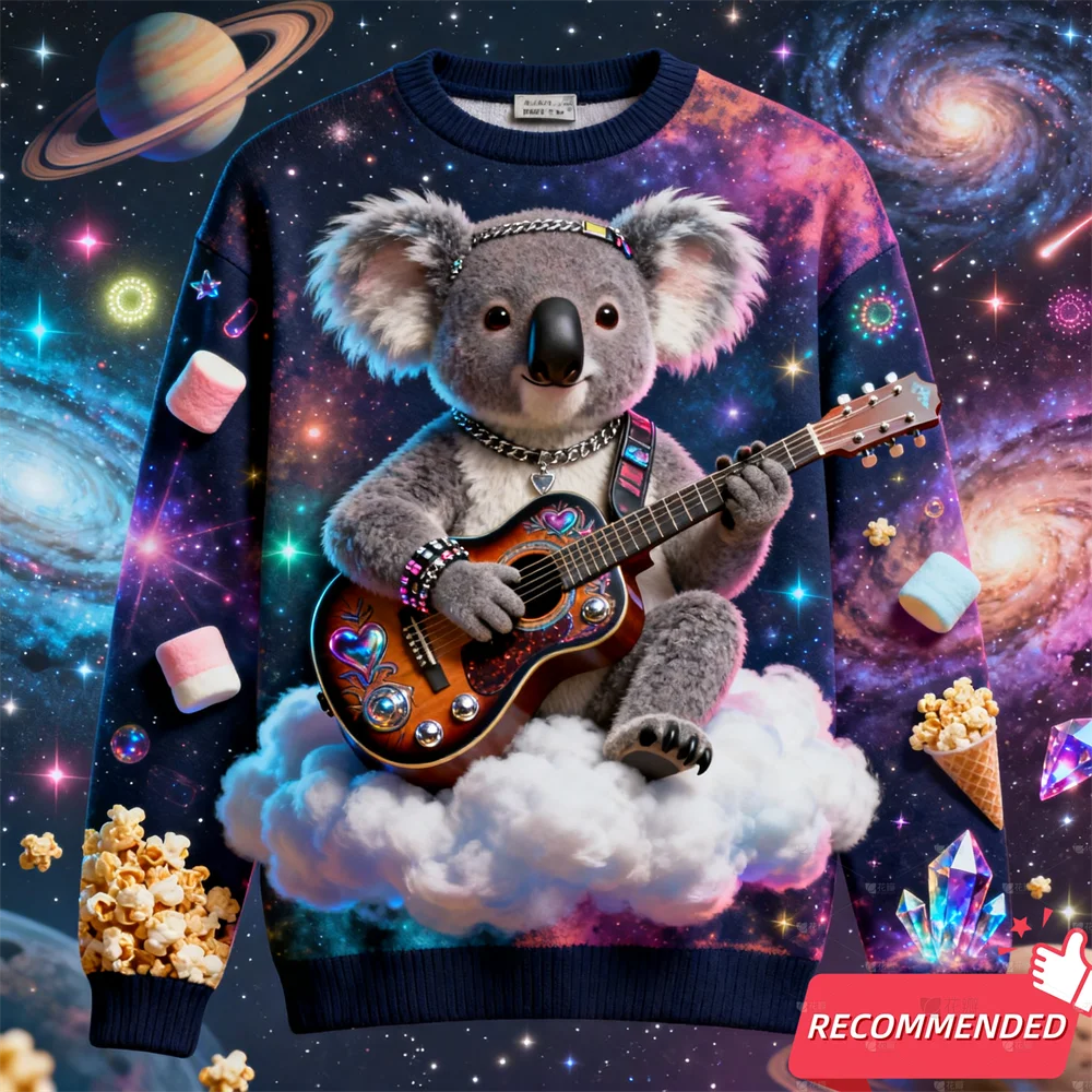 الحيوان القبيح عيد الميلاد البلوز للنساء الملابس بين النجوم الكون الأسد التمساح عيد الميلاد بلوزات للجنسين Y2k البلوفرات