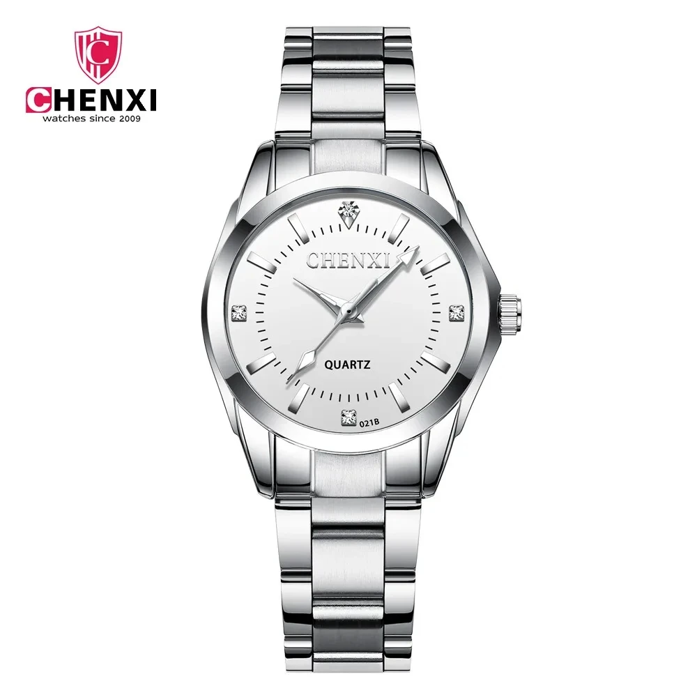 Chenxi-reloj de cuarzo de acero inoxidable para hombre y mujer, cronógrafo sencillo de marca superior, resistente al agua, a la moda