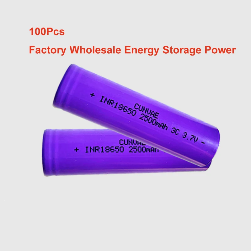 100pcs 3.7V 18650 ICR8650 2500mAh Rechargeable Battery 10A 3C Discharge Rate Li-ion Batteries For Flashlight Torch Headlamp