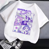 KPop Demon Hunters T Shirt Kids Cartoon Anime Meme Print Clothes Round Neck Basic Boys Tops Casual Shirts