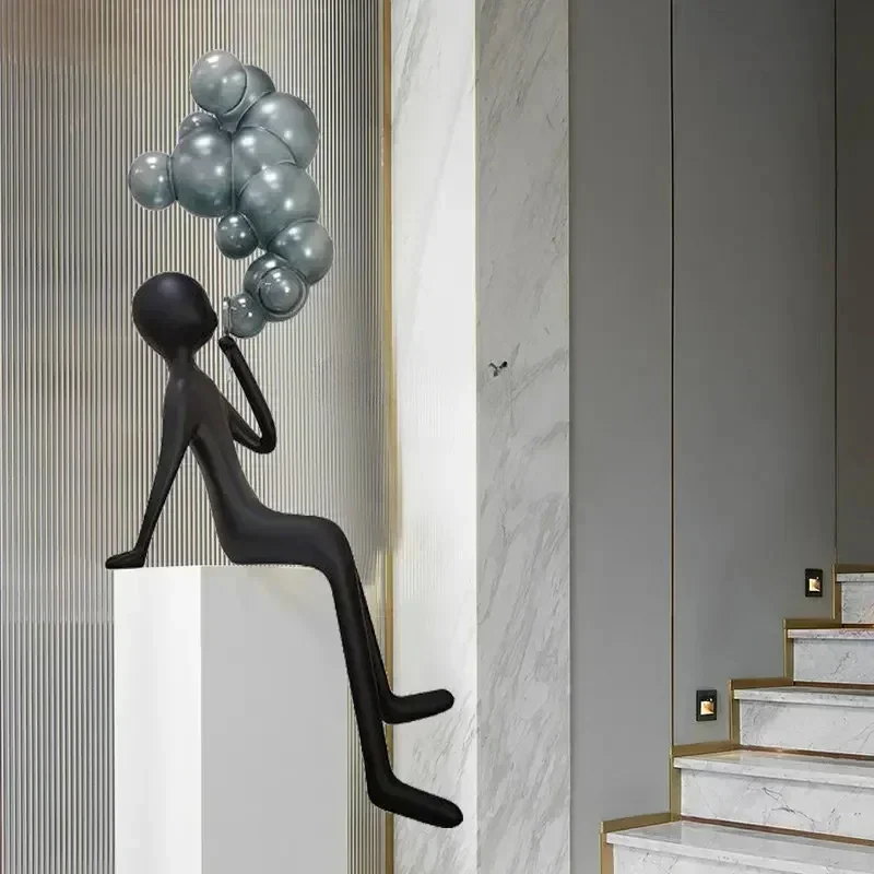 Floor Character Bubble Blowing Sculpture Cartoon Sales Office Lobby Light Luxury Soft Decoration Art Device Decoration