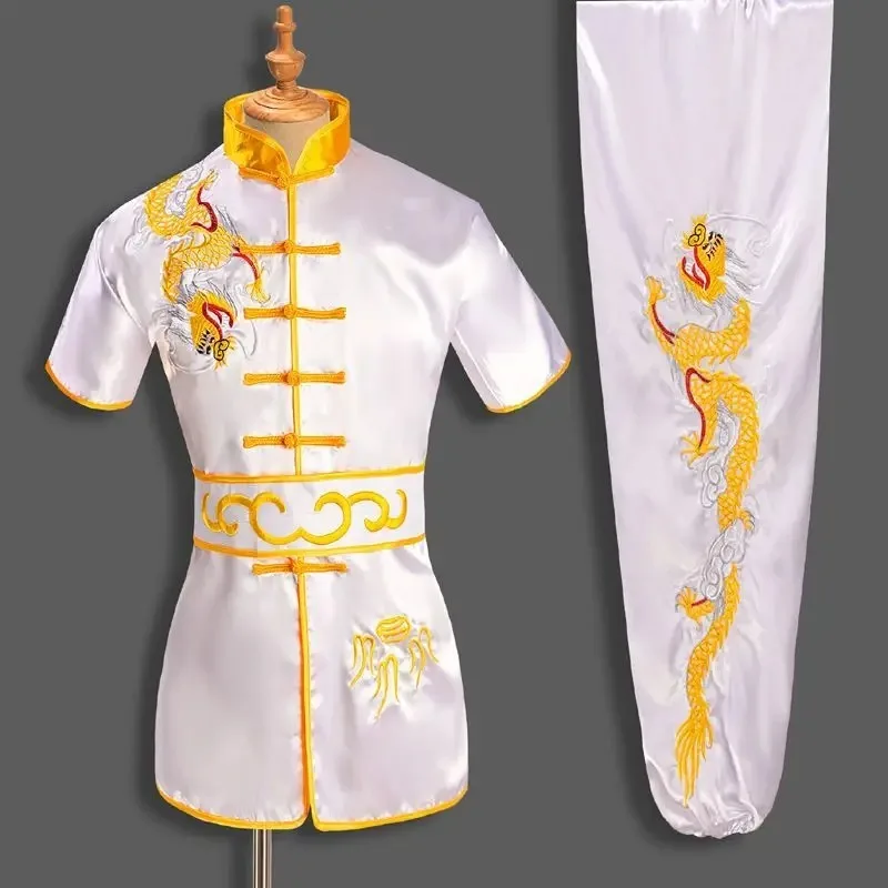 Men Women Chinese Traditional Dragon Wushu Uniform Kung Fu Clothing Set Martial Arts Uniform Kleding Taoist Shaolin Children