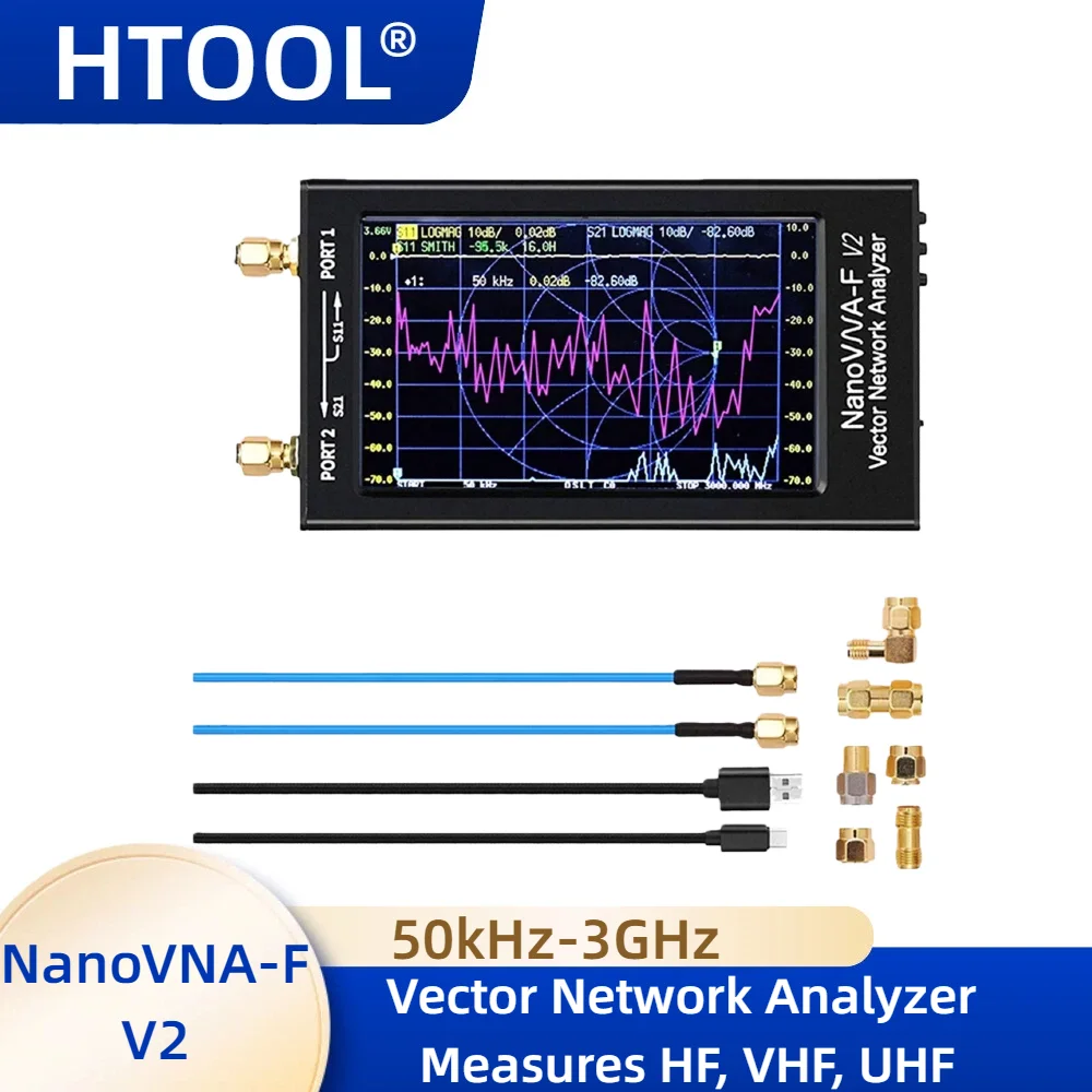 NanoVNA-F V2 Vector Network Analyzer 4.3INCH 50kHz-3GHz HF VHF UHF VNA Antenna Analyzer with 5000mAh Battery & Aluminum Metal