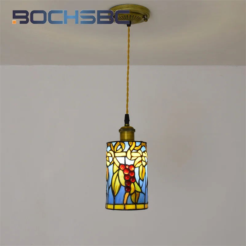 BOCHSBC Tiffany French glass vintage style chandelier Art Deco bar Restaurant Tea Room Study Bedroom balcony aisle ceiling light