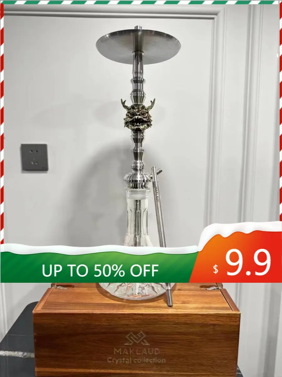 Maklaud Hookah Dragon 304 Stainless Steel Large Hookah With Glass Bottle Single Pipe