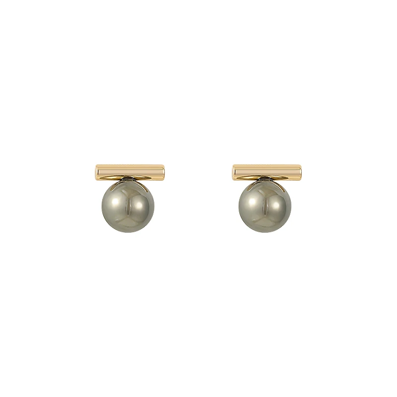 New Design Korean Retro Temperament Gray Pearl Stud Earrings For Women Fashion Elegant Metal Jewelry Accessories