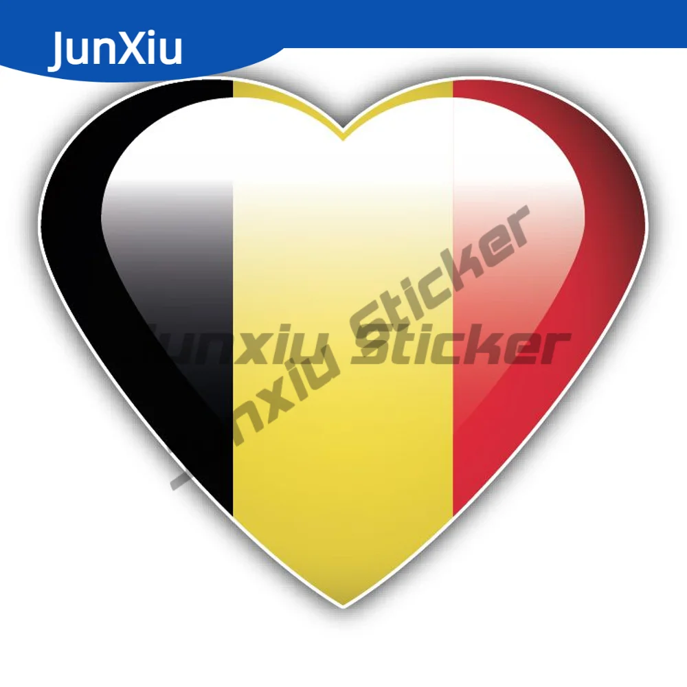 

Belgium Flag Glossy Heart Sticker Car Bumper Laptop Speedboat Rear Windshield Waterproof Exterior Decal Sticker Camping Car Pvc