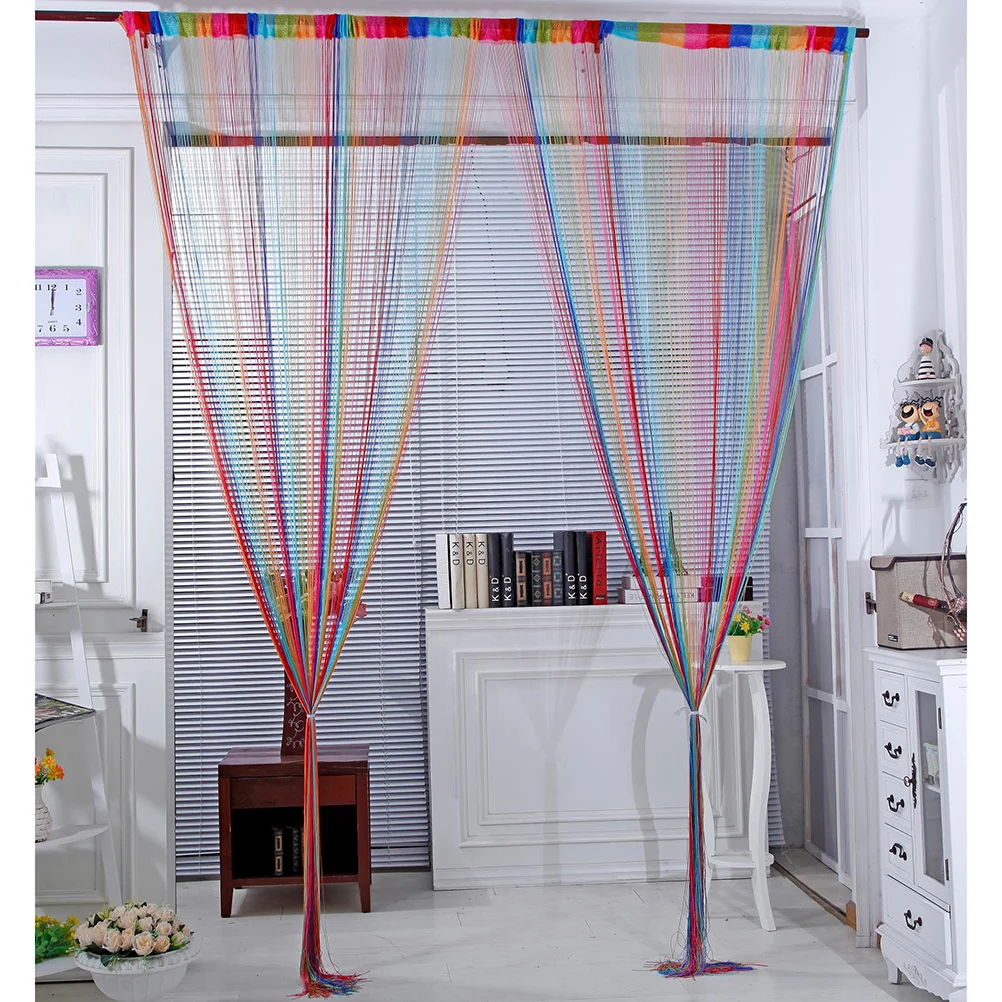 

100x200cm Multicolor String Curtain Six Colors Decorative Drapes for Bedroom Living Room Party Wedding String Curtains