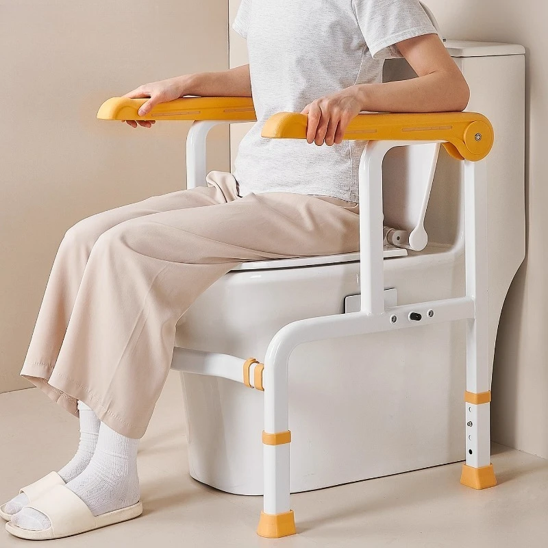 

Fold Up Toilet Handrail Frame, Toilet Safety Rails for Elderly People Helper Bathroom Toilet Auxiliary Equipment Guard Rails