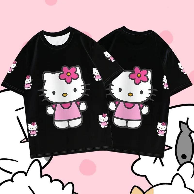 

MOTO-Летняя новая детская футболка с короткими рукавами Hello Kitty, летняя повседневная футболка с 3D принтом