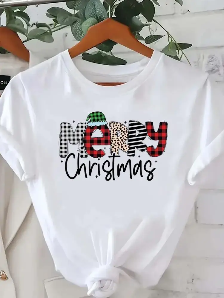 甘い愛のトレンドかわいいグラフィックプリントファッション新年服女性メリークリスマス服トップ Tシャツホリデー Tシャツ服