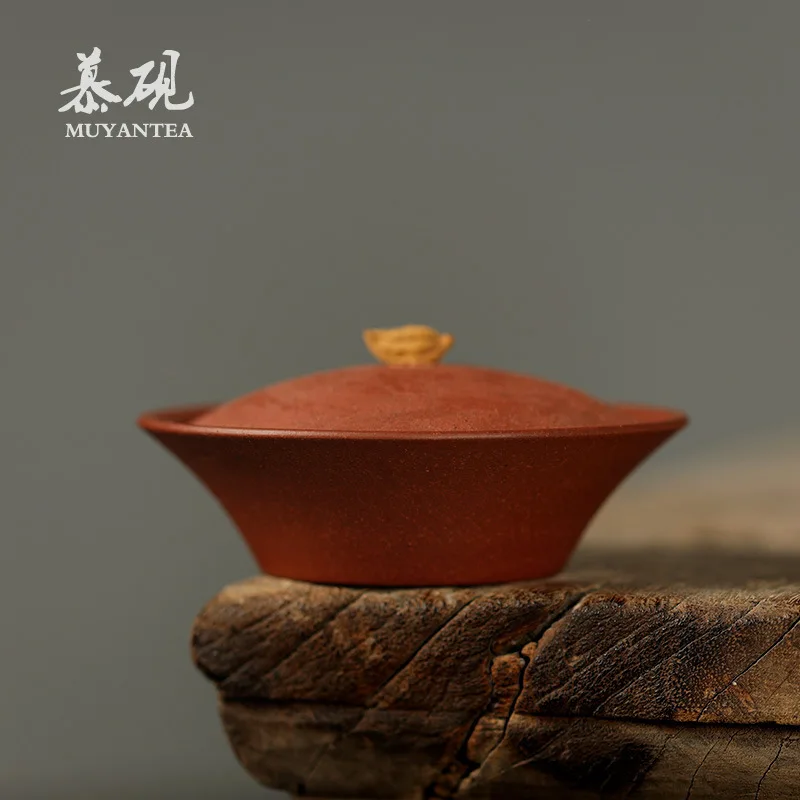 Mu Yan Japanese-Style Handmade Buddha-Hand Gaiwan Cup, Creative Ins-Style Purple Clay Kung Fu Tea Set, Easy-To-Maintain
