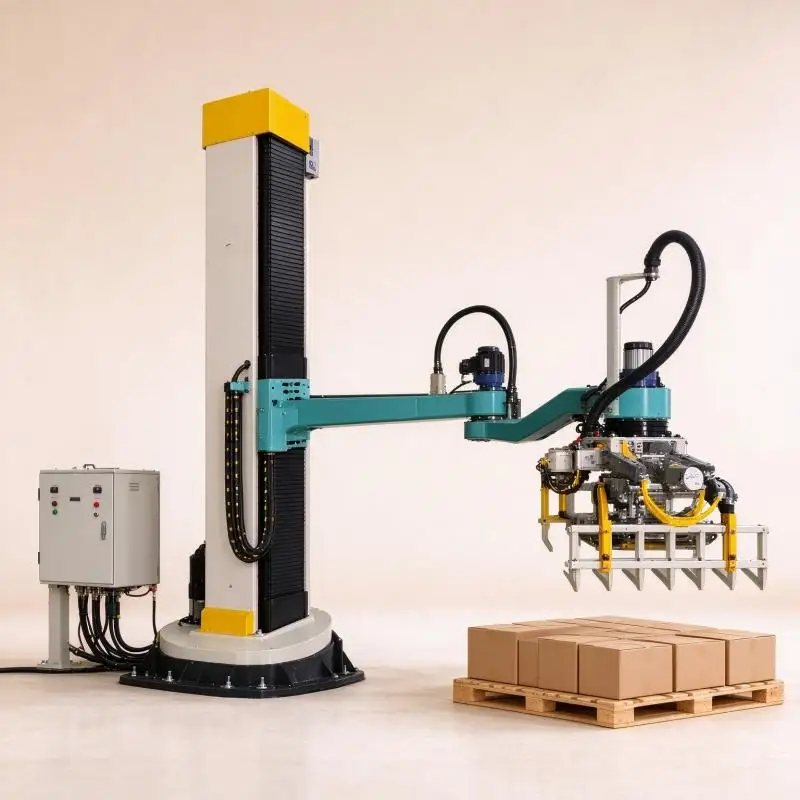 Column Palletizer Automatic Case Palletizing Machine Adjustable Stack Height Column Palletizer For Beverage Cartons