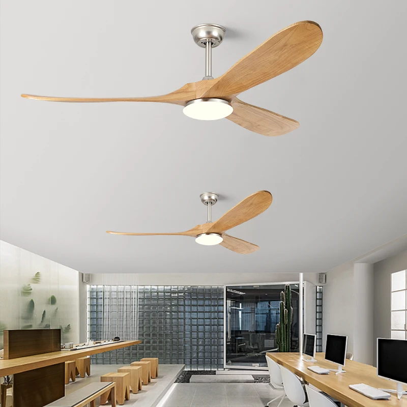 42 52 60 Inch Ceiling Fan 110-240V With LED Light DC Industrial Wooden Remete Control  Vintage for Residential Garage Kitchen