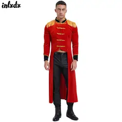 Mens Circus Ringmaster Cosplay abiti manica lunga nappa velluto leone Tamer giacca frange spalline leone Tamer Tailcoat