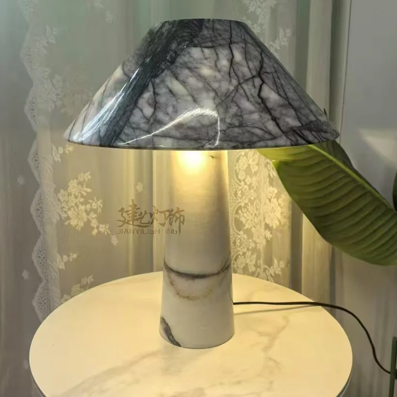 

New Design Decorative Alabaster Modern Table Lamp With Marble Base From Alabaster for Hotel Decorative