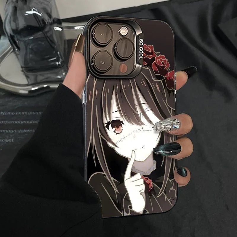 Japanischer Anime Tokisaki Kurumi Soft Case Schutz für iPhone 16 15 13 12 11 14 Pro Max XS XR 7 8 16 Plus X Luxus Hard Coque
