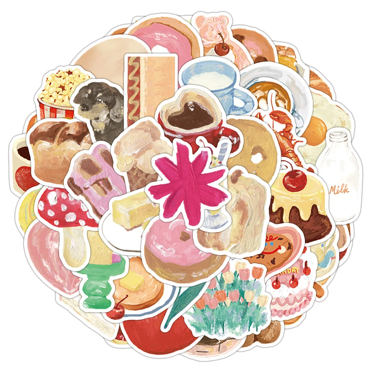 

50/100 шт. Водонепроницаемые декоративные наклейки в стиле масляной живописи для граффити, кружек, телефонов, скейтбордов