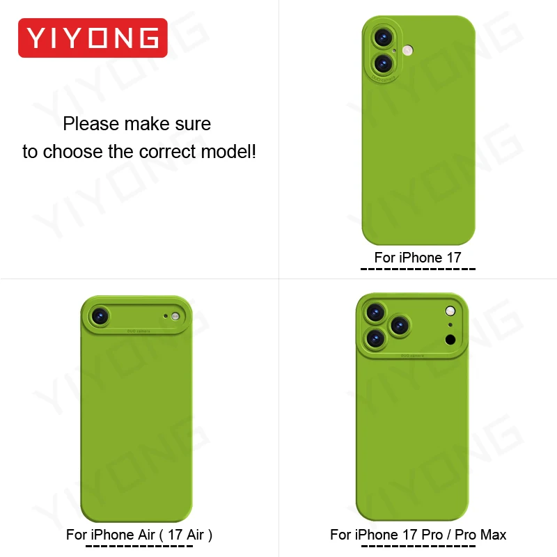 For iPhone17 Case YIYONG Silky Feel Liquid Silicone Soft Cover For iPhone 17 17e Air 16e 16 Pro Max iPhone16 Plus Phone Cases