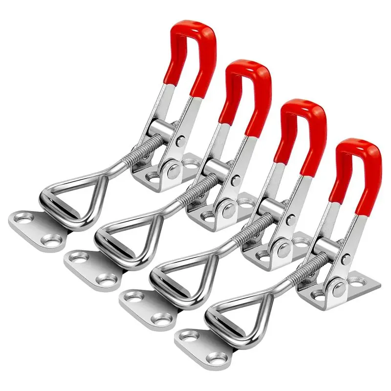 B03C-4 Pack Toggle Latch Clamp 4001 Adjustable 304 Stainless Steel Toggle Hasp Latches For Smoker Lid Jig Freezer Door