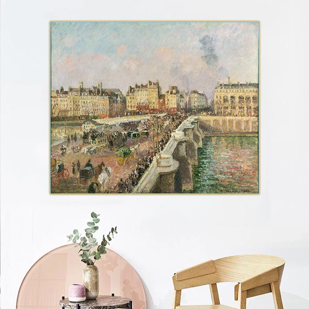 Citon Camille Pissarro《Afternoon Sunshine, Pont Neuf,1901》Canvas Art Oil Painting Famous Art Picture Wall Decor Home Decoration
